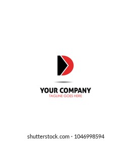 Uppercase red and black color letter d logo for simple business identity