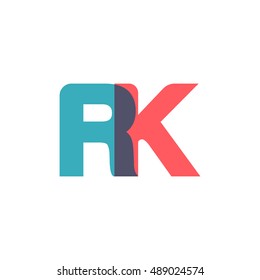 uppercase RK logo, modern classic pale blue red overlap transparent logo