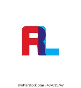 uppercase RL logo, red blue overlap transparent logo