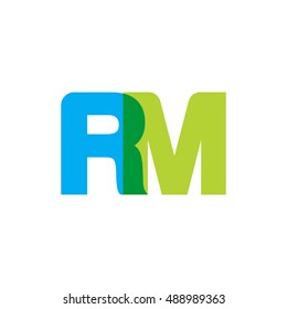 uppercase RM logo, blue green overlap transparent logo