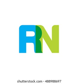 uppercase RN logo, blue green overlap transparent logo