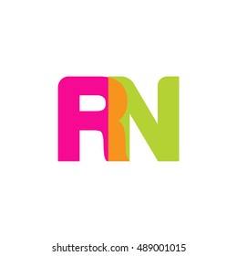 uppercase RN logo, pink green overlap transparent logo, modern lifestyle logo