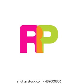 uppercase RP logo, pink green overlap transparent logo, modern lifestyle logo