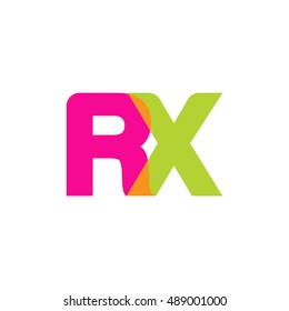 uppercase RX logo, pink green overlap transparent logo, modern lifestyle logo
