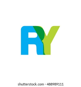 uppercase RY logo, blue green overlap transparent logo