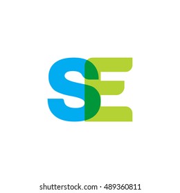 uppercase SE logo, blue green overlap transparent logo