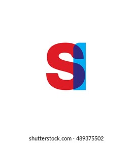 uppercase SI logo, red blue overlap transparent logo