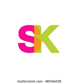 Uppercase Sk Logo Pink Green Overlap Stock Vector (Royalty Free ...