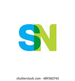 uppercase SN logo, blue green overlap transparent logo