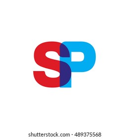 uppercase SP logo, red blue overlap transparent logo