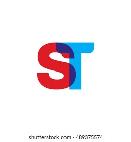 uppercase ST logo, red blue overlap transparent logo