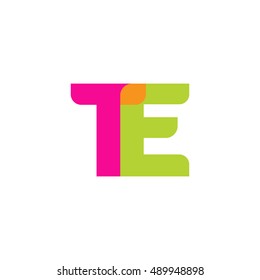 uppercase TE logo, pink green overlap transparent logo, modern lifestyle logo