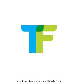 uppercase TF logo, blue green overlap transparent logo