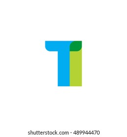 uppercase TI logo, blue green overlap transparent logo