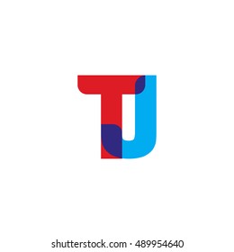 uppercase TJ logo, red blue overlap transparent logo