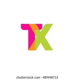 uppercase TX logo, pink green overlap transparent logo, modern lifestyle logo