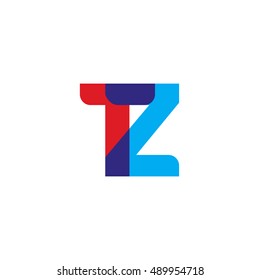 uppercase TZ logo, red blue overlap transparent logo