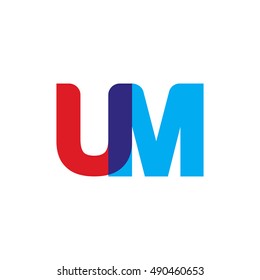 uppercase UM logo, red blue overlap transparent logo