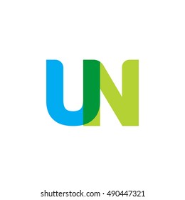 uppercase UN logo, blue green overlap transparent logo