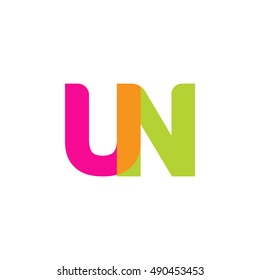 uppercase UN logo, pink green overlap transparent logo, modern lifestyle logo