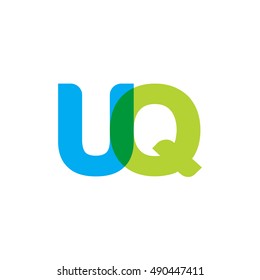 uppercase UQ logo, blue green overlap transparent logo