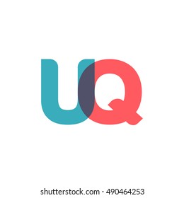 uppercase UQ logo, modern classic pale blue red overlap transparent logo