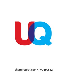 uppercase UQ logo, red blue overlap transparent logo