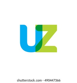 uppercase UZ logo, blue green overlap transparent logo