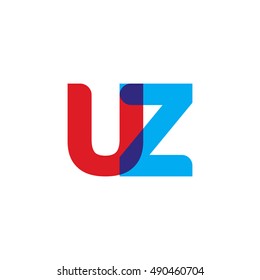 uppercase UZ logo, red blue overlap transparent logo
