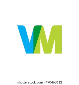 uppercase VM logo, blue green overlap transparent logo