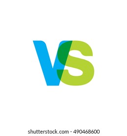 uppercase VS logo, blue green overlap transparent logo