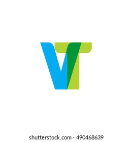 uppercase VT logo, blue green overlap transparent logo