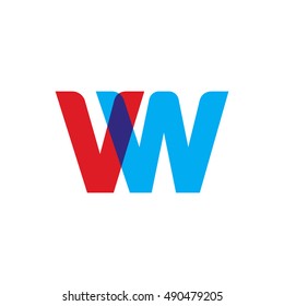 uppercase VW logo, red blue overlap transparent logo