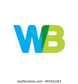 uppercase WB logo, blue green overlap transparent logo
