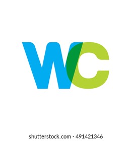 Uppercase Wc Logo Blue Green Overlap Stock Vector (Royalty Free
