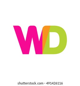 uppercase WD logo, pink green overlap transparent logo, modern lifestyle logo