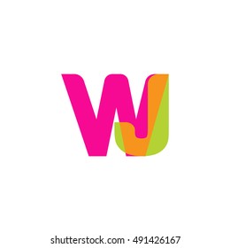 uppercase WJ logo, pink green overlap transparent logo, modern lifestyle logo