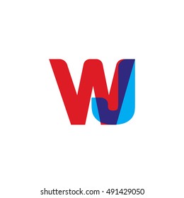 uppercase WJ logo, red blue overlap transparent logo