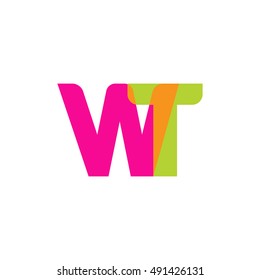 uppercase WT logo, pink green overlap transparent logo, modern lifestyle logo
