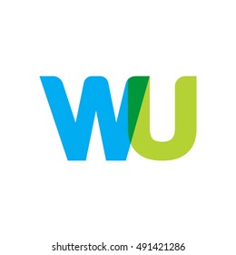 uppercase WU logo, blue green overlap transparent logo