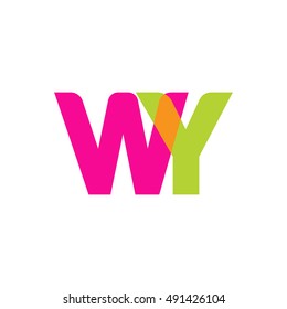 uppercase WY logo, pink green overlap transparent logo, modern lifestyle logo