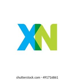uppercase XN logo, blue green overlap transparent logo