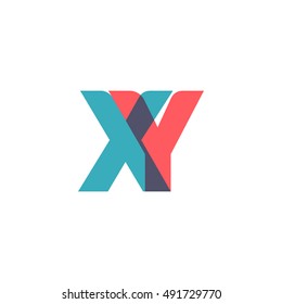 uppercase XY logo, modern classic pale blue red overlap transparent logo