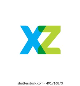 uppercase XZ logo, blue green overlap transparent logo