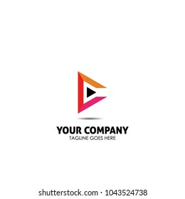 Uppercase yellow red and pink color letter c logo for simple business identity