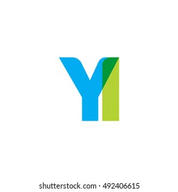 uppercase YI logo, blue green overlap transparent logo