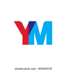 uppercase YM logo, red blue overlap transparent logo