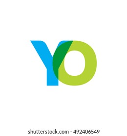 uppercase YO logo, blue green overlap transparent logo