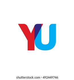 uppercase YU logo, red blue overlap transparent logo