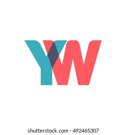uppercase YW logo, modern classic pale blue red overlap transparent logo